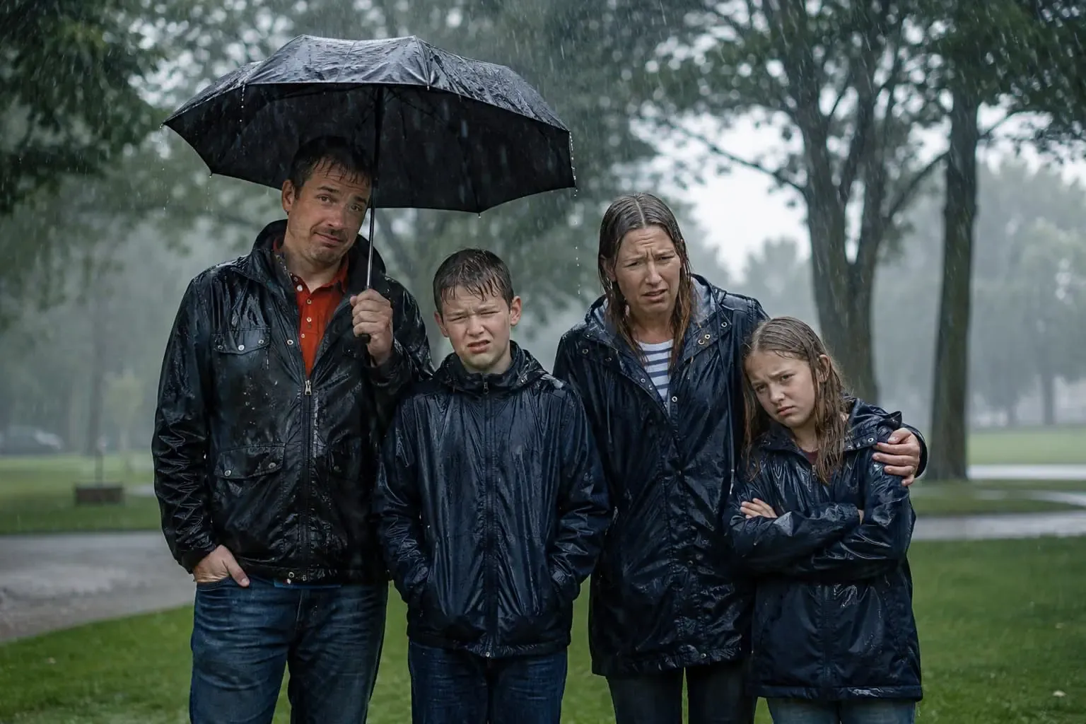 Familie fotoshoot met slecht weer