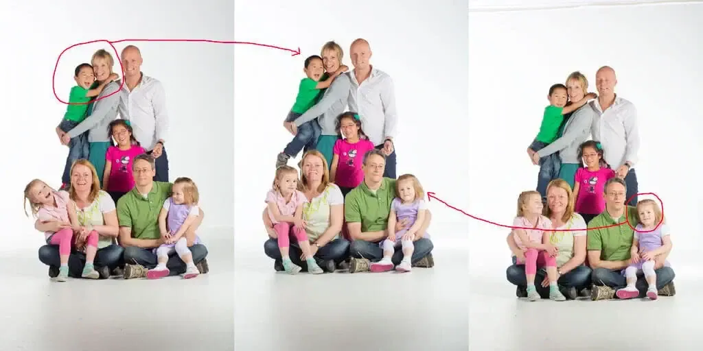 Voorbeeld van een samengevoegde groepsfoto